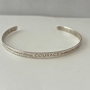 Vintage Sterling Silver Serenity Prayer Cuff Bracelet Narrow Skinny 925 Courage